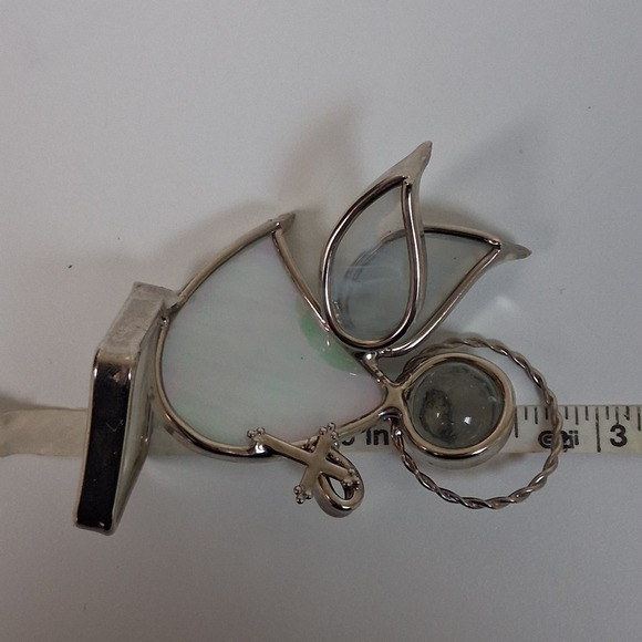 VTG Signed Stained Glass Angel Christmas Figurine 2000 Iridescent Halo Cross Art - Picture 13 of 13